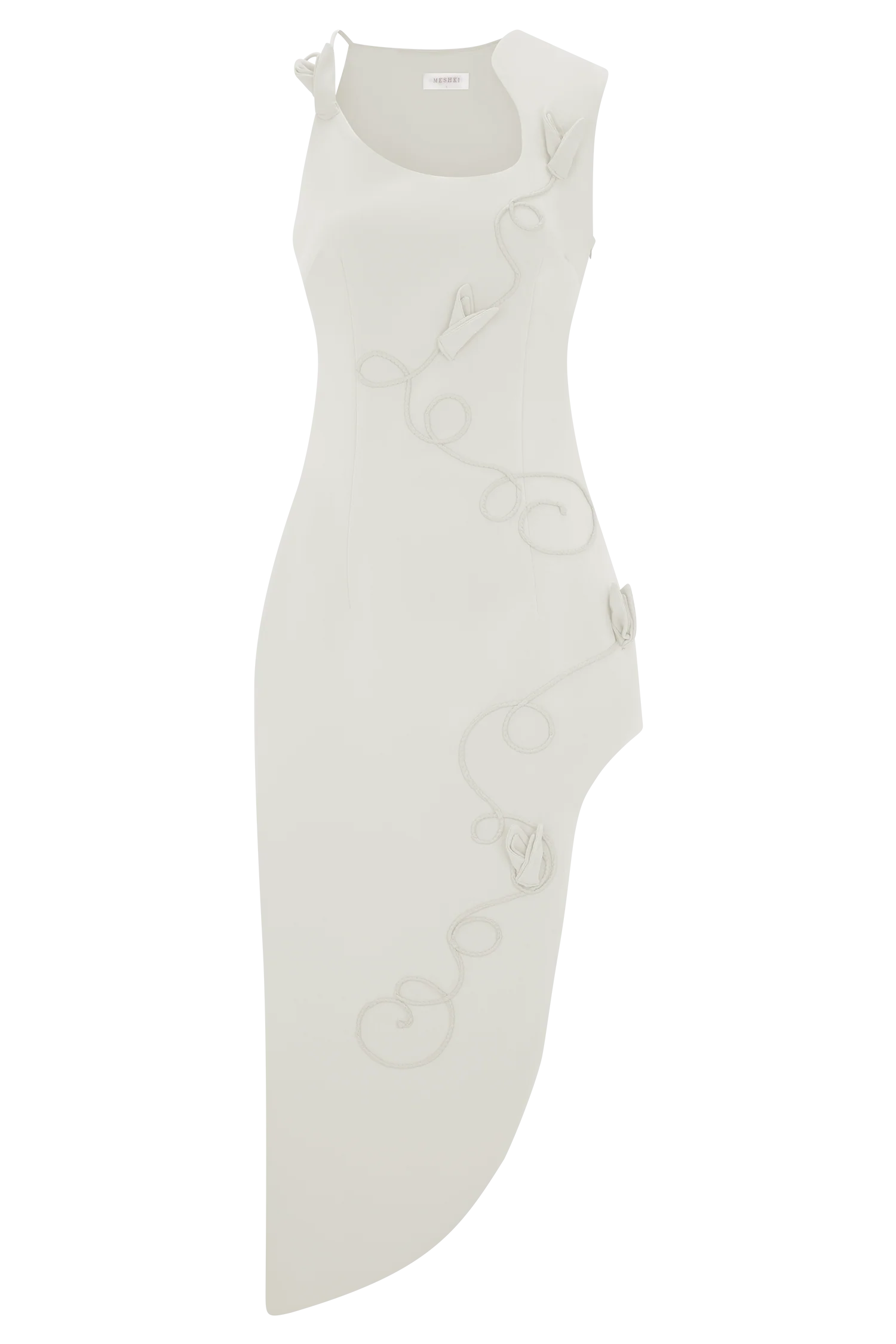 Virginia Suiting Embroidered Midi Dress - White