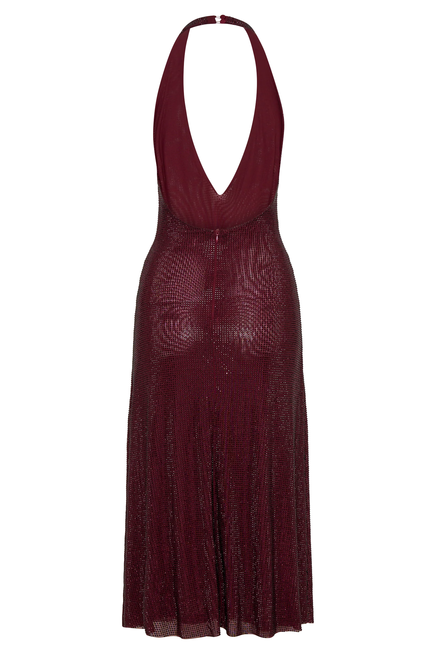 Genie Diamante Halter Midi Dress - Mahogany